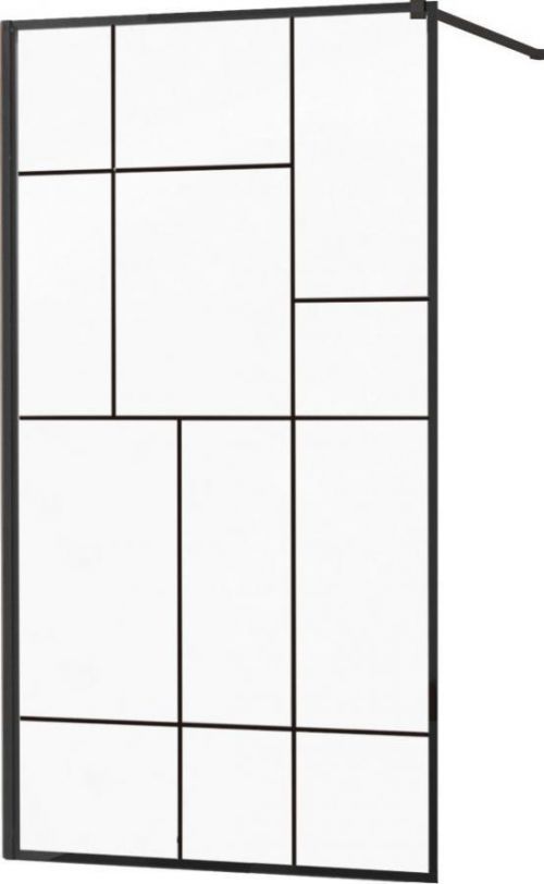 MEXEN - Kyoto sprcha stěna 80 x 200 cm, transparentní / černá vzor 8 mm, černá - 800-08 800-080-101-70-78