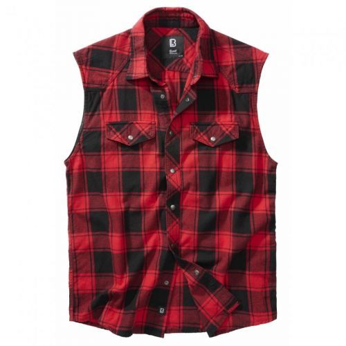 Košeľa Brandit Check Shirt Sleeveless - červená-čierna, XL