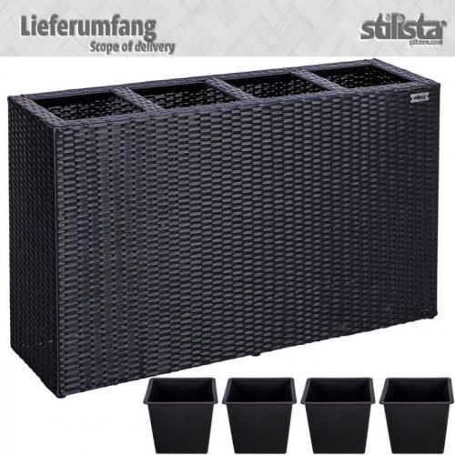 STILISTA  Kvetináč so 4 kvetináčmi, tkaný polyratan, šedý