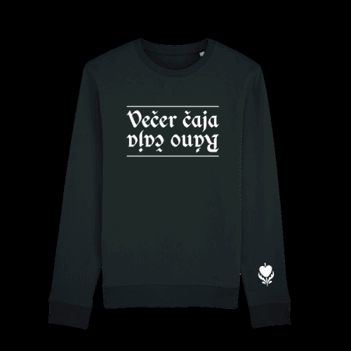 Bekim - Crewneck Ráno čaja, večer čaja - Muž, Čierna, XS