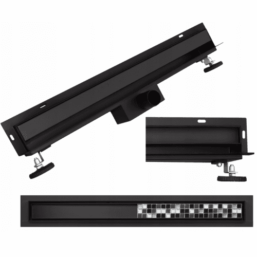 Odtokový žlab ke stěně MEXEN FLAT WALL 2v1 80 cm černý