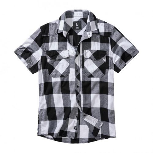 Košeľa Brandit Checkshirt Halfsleeve - čierna-biela, 7XL