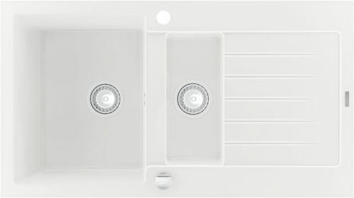 MEXEN MEXEN - Matias žula dřez 1,5-mísa dřez s vypouštěním krátký Board 900x505 mm, bílá 6502901505-20