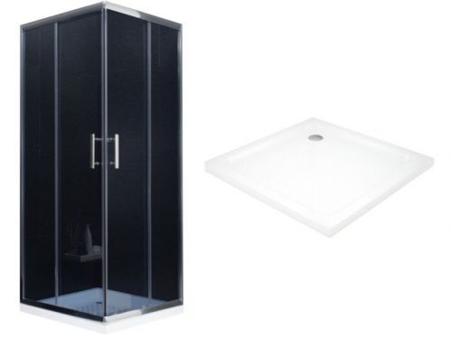 MEXEN/S - Rio Sprchovací kút štvorcový 80 x 80 cm, grafit, chróm + vanička so sifónom 860-080-080-01-40-4010
