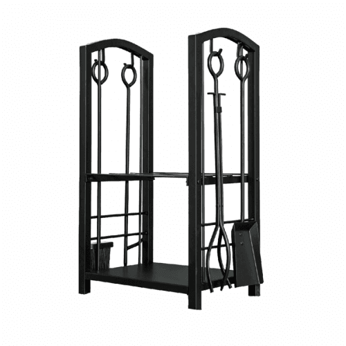 Stojan na dřevo s nářadím, černý, SOLON