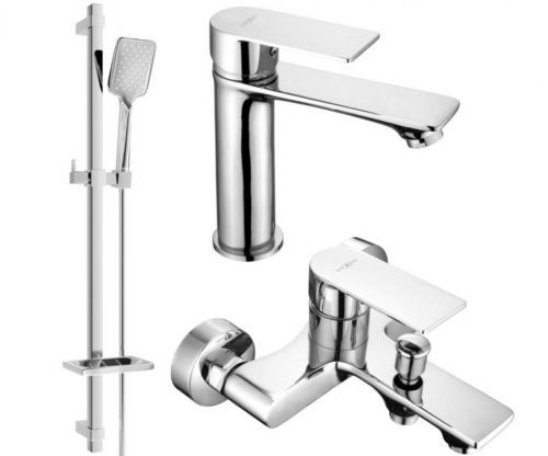 MEXEN - Royo DQ72 Set umyvadlové a vanové baterie s příslušenstvím, chrom 72203DQ72-00