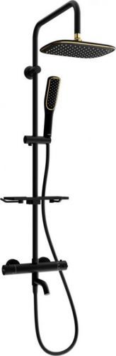 MEXEN - KT49 vanový sloup s termostatickou baterií, černá / zlato 779004993-75