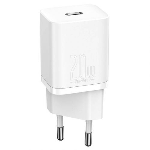 Nabíjačka do siete Baseus Super Si Quick Charger, 20W + USB-C/Lightning kabel 1m (TZCCSUP-B02) biela Rychlý napájecí adaptér Baseus Super Si s kabelem