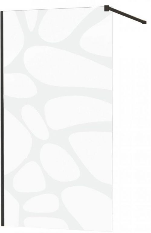 MEXEN - KIOTO Sprchová zástěna WALK-IN 80x200 cm 8 mm, černá, bílý vzor 800-080-101-70-97