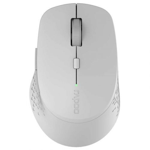 Myš Rapoo M300 sivá kancelárska myš • optický HD senzor s rozlíšením 1 600 DPI • 6 tlačidiel • valček pod palec • pripojenie cez Bluetooth alebo USB n