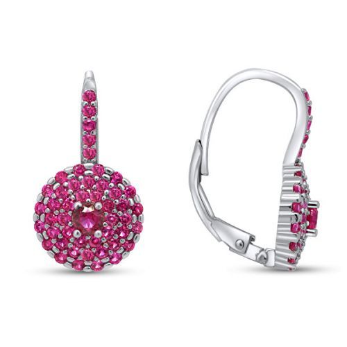Brilio Silver Úchvatné strieborné náušnice s fuksiovými zirkónmi EA13