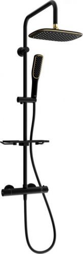 MEXEN - KT49 sprchový sloup s termostatickou baterií, černá / zlato 771504993-75