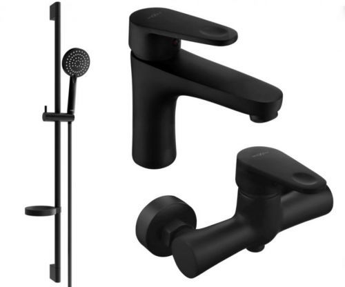 MEXEN - Kama DS75 Set umyvadlové a sprchové baterie s příslušenstvím, černá 72504DS75-70