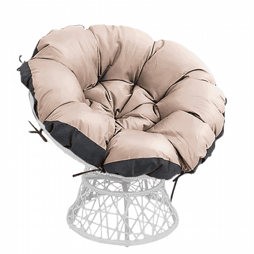 Otočné křeslo s polštářem, bílá / taupe / černá, TRISS BIG