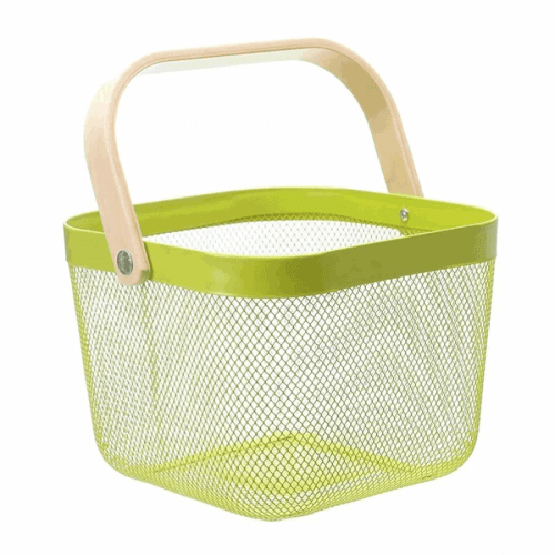Kovový košík s rukojetí, zelená, KITEN TYP 4