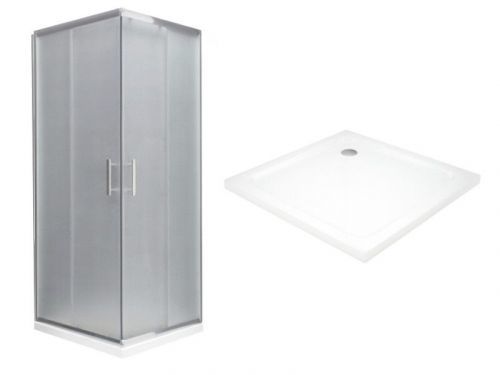 MEXEN/S - Rio Sprchovací kút štvorcový 80 x 80 cm, szron, chróm + vanička so sifónom 860-080-080-01-30-4010