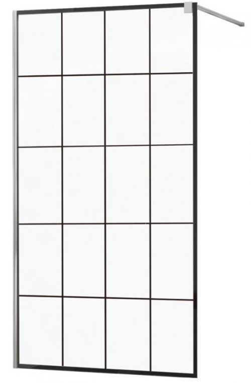 MEXEN - KIOTO Sprchová zástěna WALK-IN 120x200 cm 8 mm, chrom, černý vzor 1 800-120-101-01-77