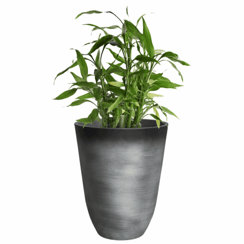 Květináč, plast / kameninový prášek, šedý melír, PIEDOR