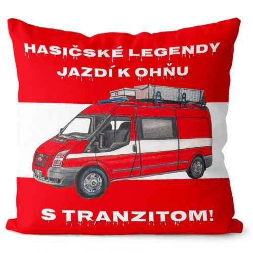 Vankúš Hasičské legendy – Tranzit (Veľkosť: 40 x 40 cm)