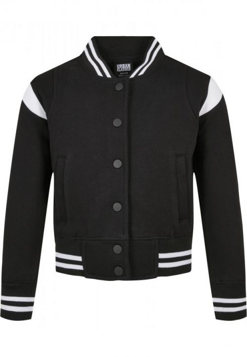 Urban Classics Girls Inset College Sweat Jacket black/white - 110/116