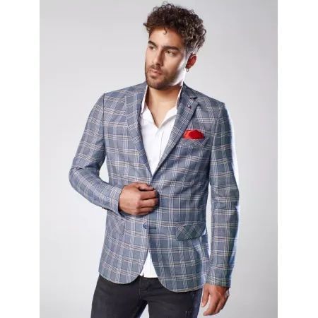 Pánske sako so vzorom tmavo modré ELEGANT