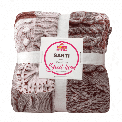 Oboustranná baránková deka, bílá, vzor patchwork, 150x200, SARTI