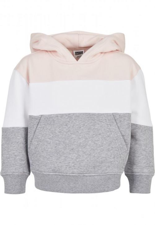 Urban Classics Girls Oversize 3-Tone Hoody lightrose/white/grey - 110/116