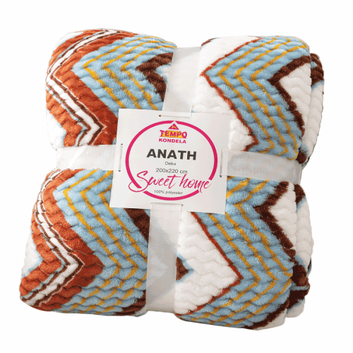 Oboustranná Baránková deka, bílá, barevný vzor, 200x220, ANATH