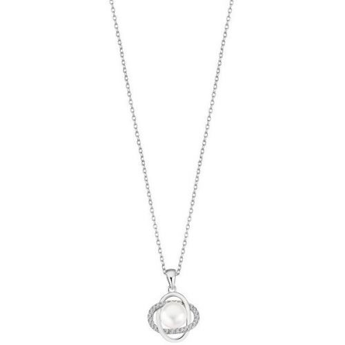 Lotus Silver Nežný strieborný náhrdelník s čírymi zirkónmi a syntetickou perlou LP3094-1 / 1