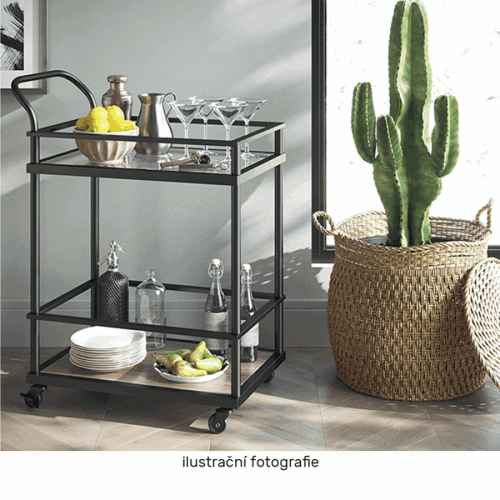 Servírovací vozík PERTON dub / čierna Tempo Kondela