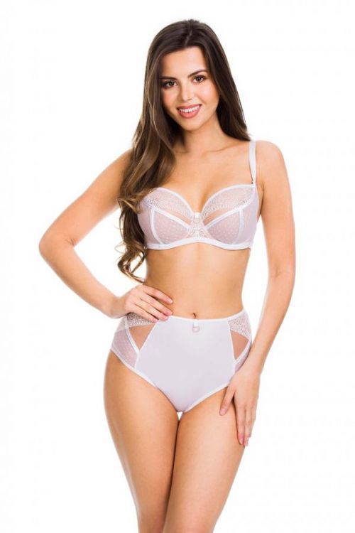 Vysoké dámske nohavičky DOTS 19057 White bílá/leopardí vzor S