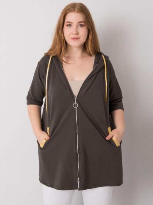 Khaki dámska mikina na zips plus size ONE SIZE
