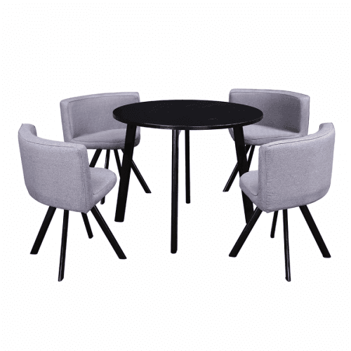 Jedálenský set BEVAN 4+1 sivá / čierna Tempo Kondela