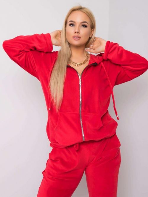 Červená velúrová súprava plus size 3XL