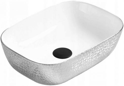 MEXEN - Rita umývadlo na dosku 45 x 32 cm biele / strieborné 21084555