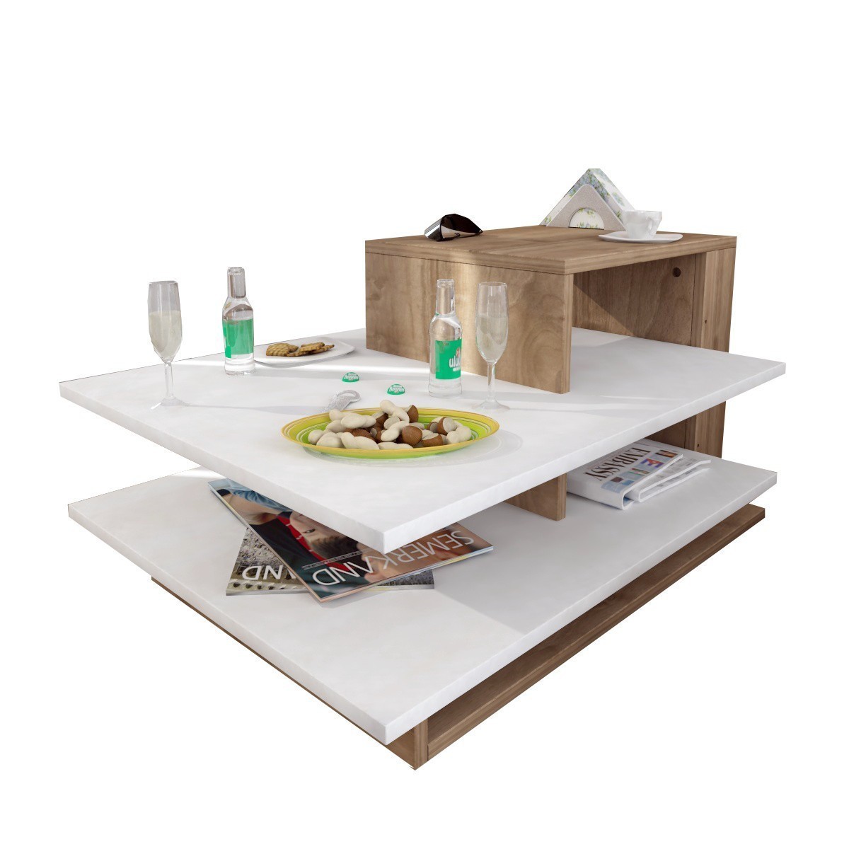 Konferenční stolek Venüs bílo-hnědý