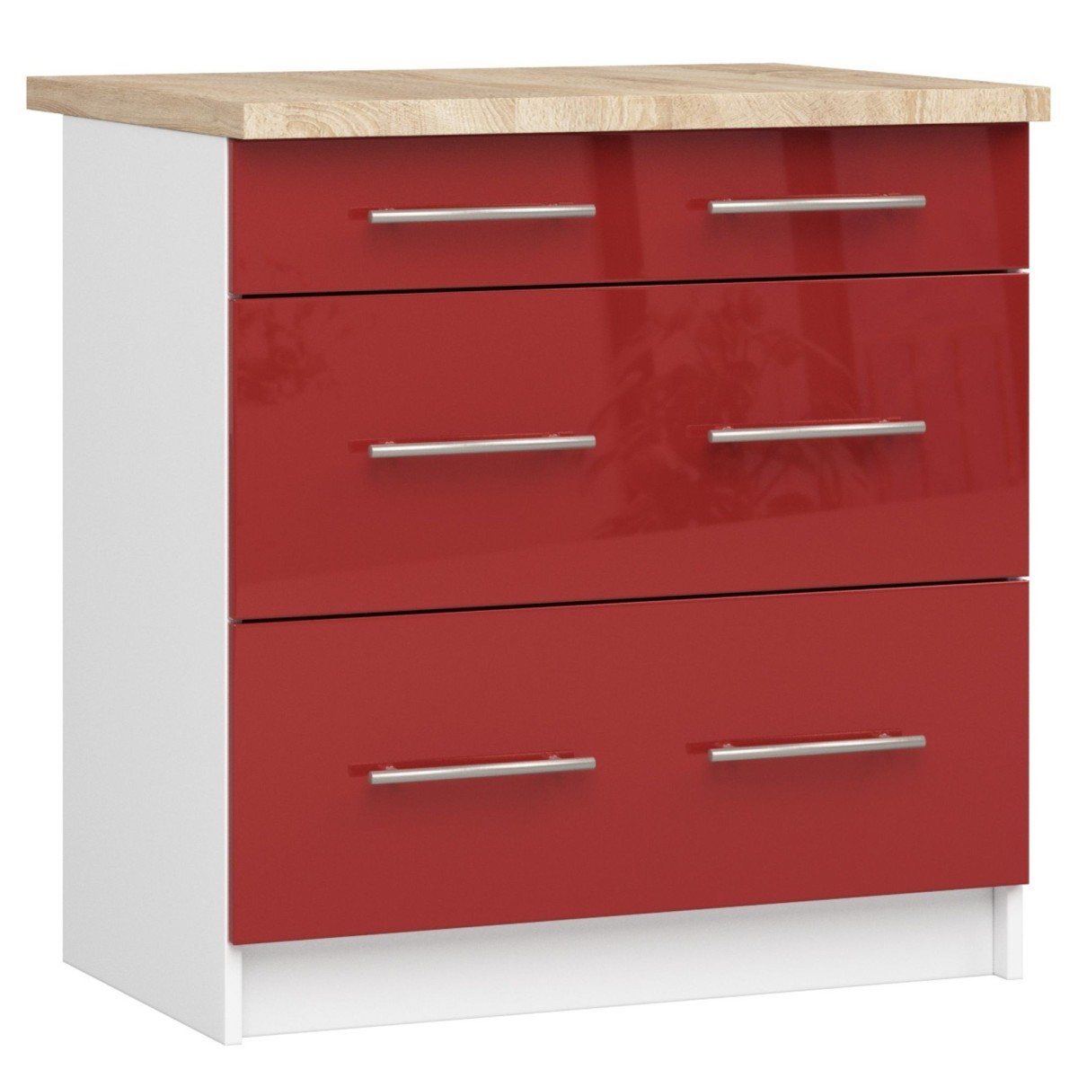 Kuchyňská skříňka Olivie S 80 cm 3S bílo-červená