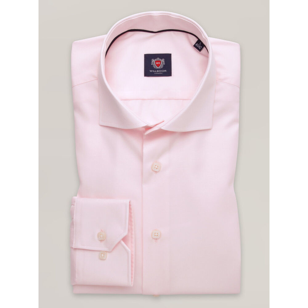 Pánska košeľa slim fit svetloružová s hladkým vzorom 16033