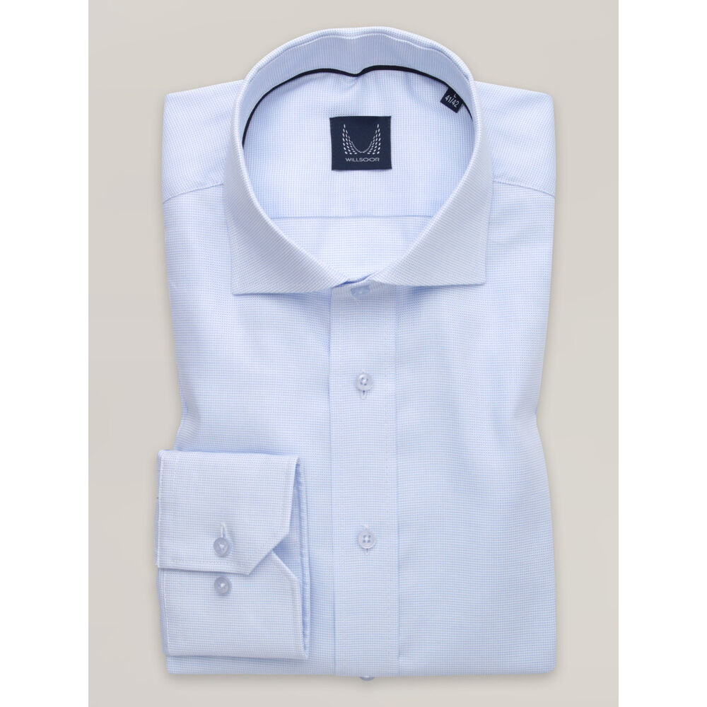 Pánska košeľa slim fit svetlomodrá s jemným vzorom 16043
