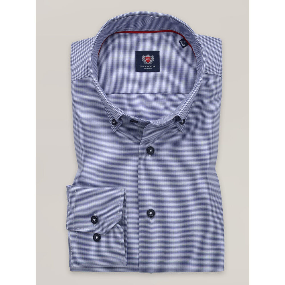 Pánska košeľa slim fit v modrej farbe so vzorom pepito 16055