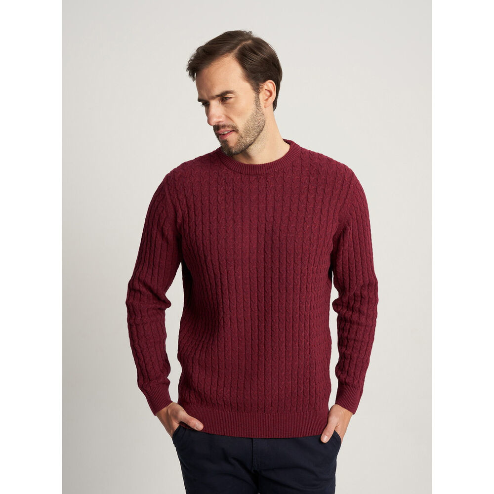 Pánsky bordový sveter z bavlnenej pleteniny 16058