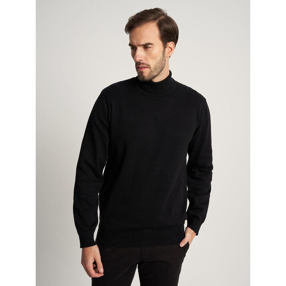 Pánsky bavlnený rolák v čiernej farbe 16063