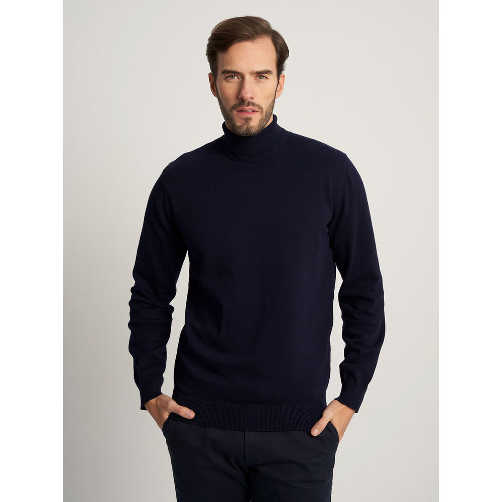 Pánsky bavlnený rolák v tmavomodrej farbe 16064