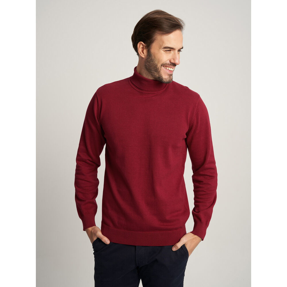 Pánsky bavlnený rolák v bordovej farbe 16065