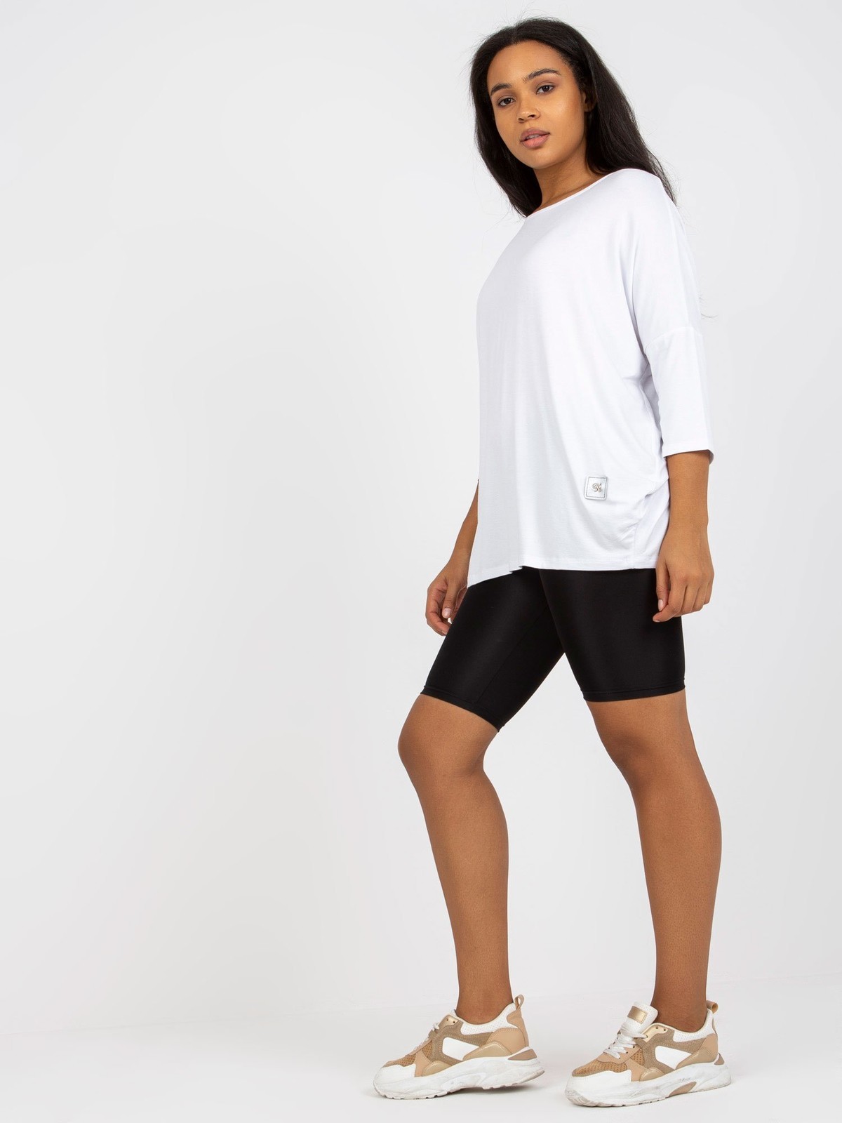Plain white blouse plus size with 3/4 sleeves