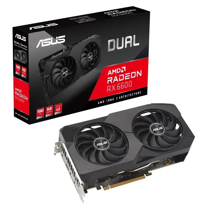 ASUS VGA AMD Dual Radeon RX 6600 V2 8GB GDDR6, RX 6600, 8GB GDDR6, 3xDP, 1xHDMI