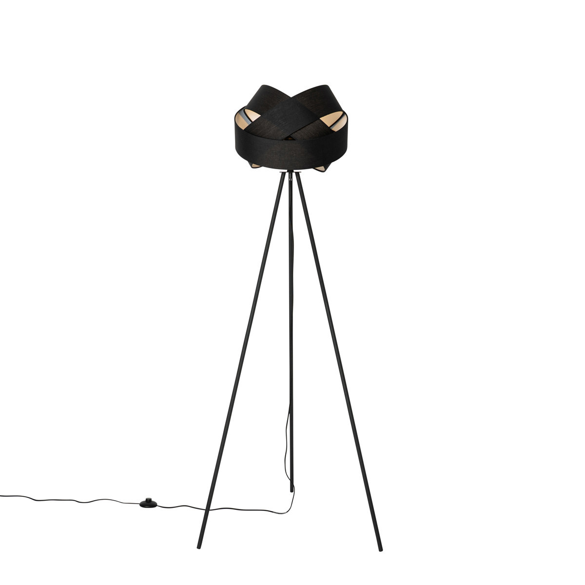 Moderná stojaca lampa čierna - Látková