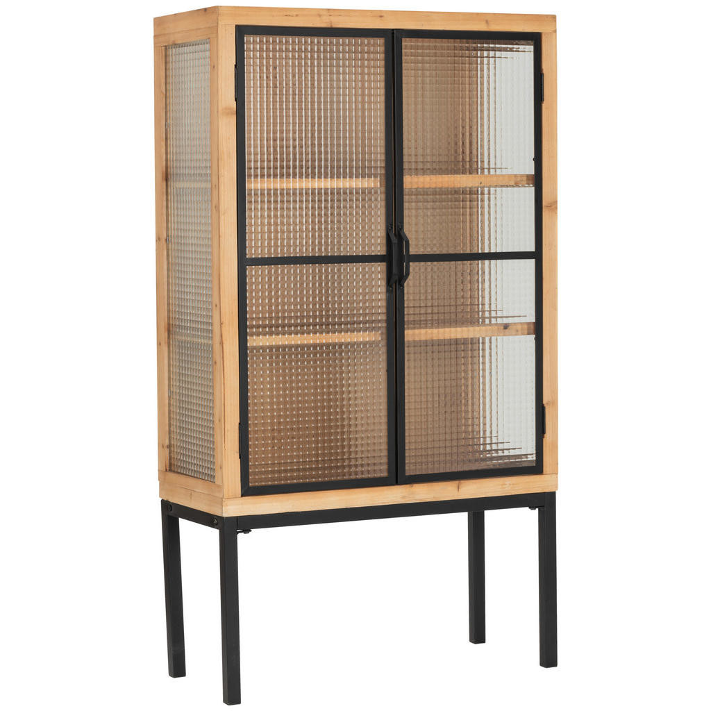 MID.YOU VITRÍNA, jedľa, prírodné farby, čierna, 80/145/35 cm}