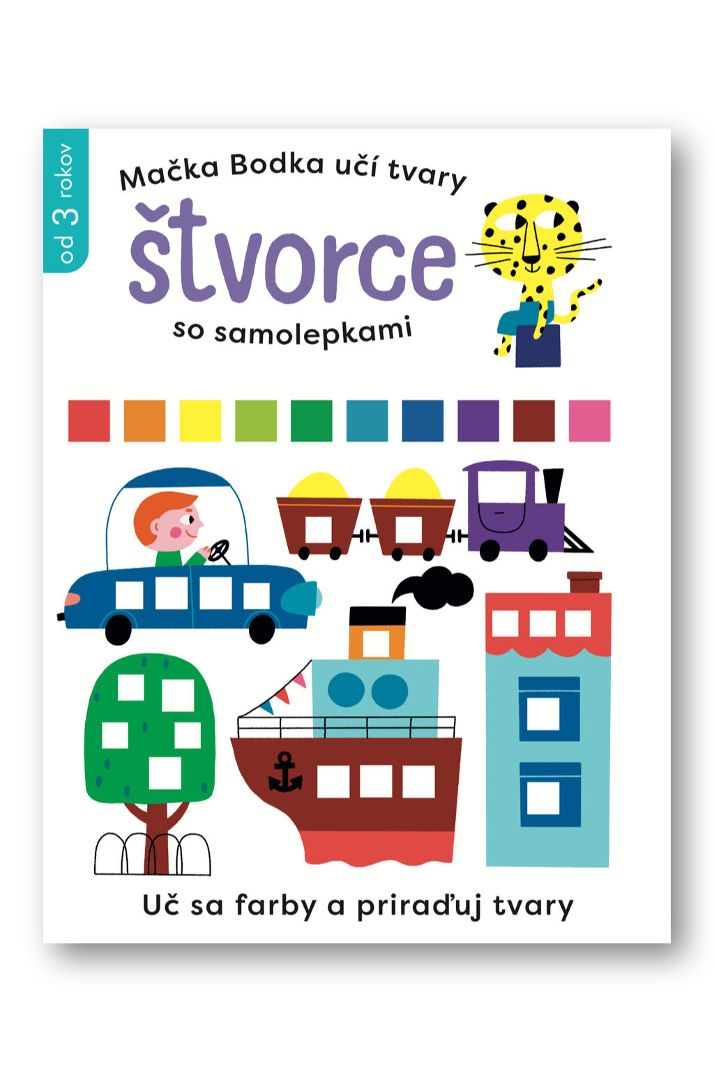 Mačka Bodka učí tvary Štvorce so samolepkami