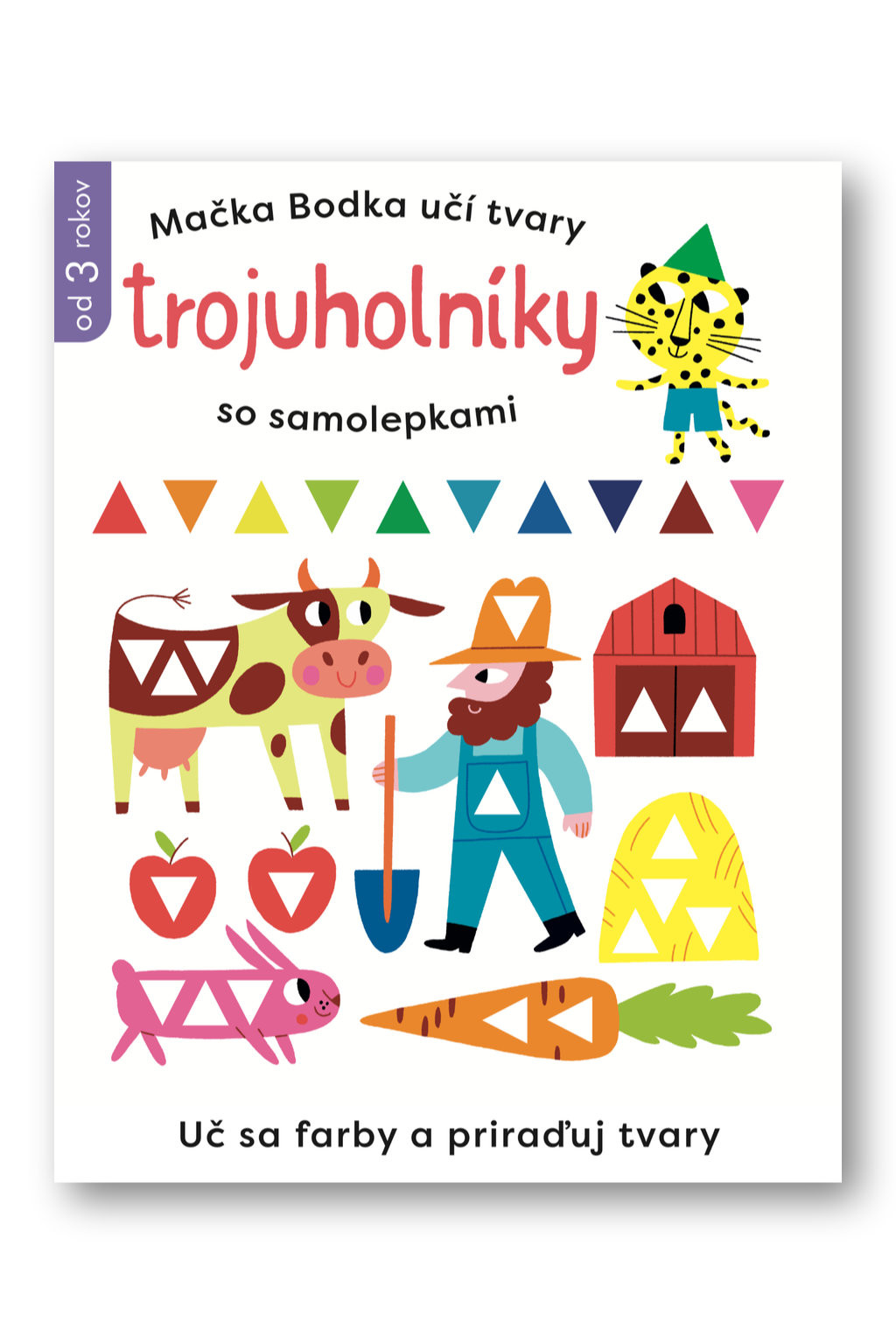 Mačka Bodka učí tvary Trojuholníky so samolepkami